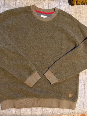 Topo Designs Global Wool Sweater Crewneck Hiking Travel - Olive Green - Men's L